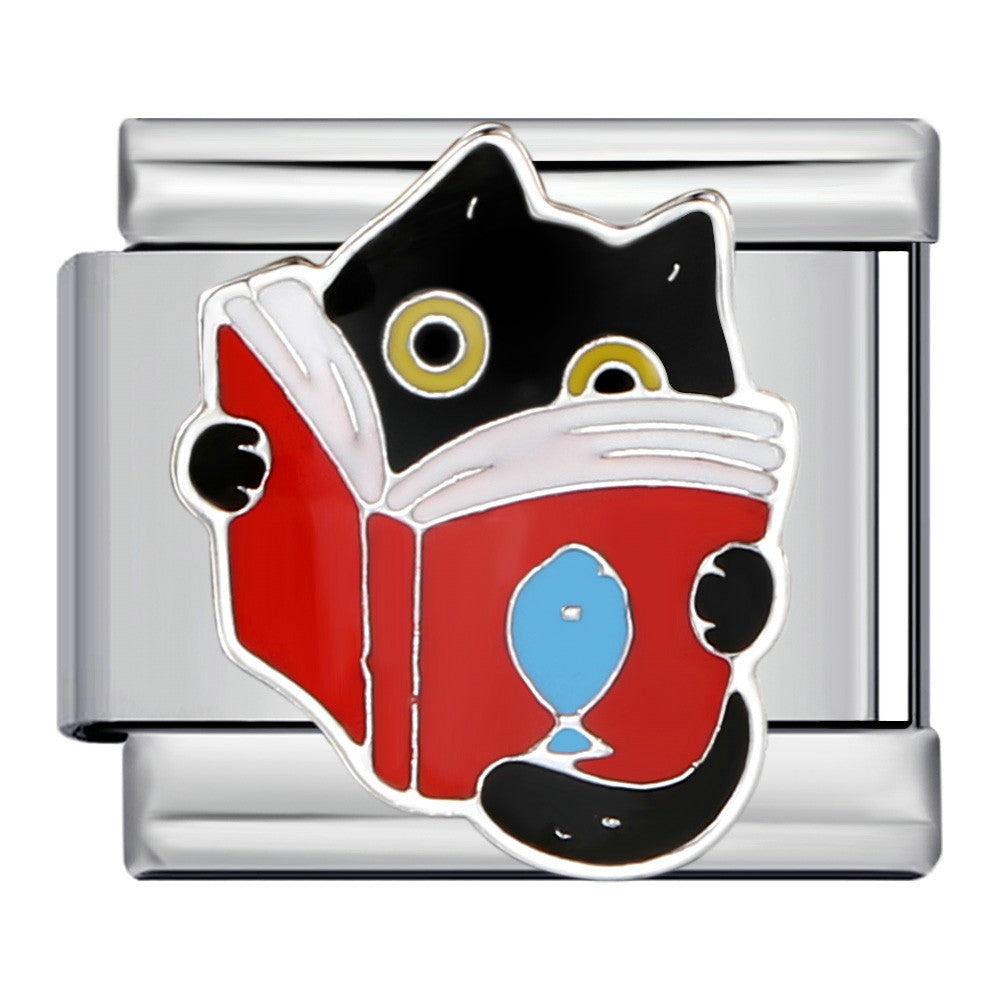 Pet Cat Dog Series Titanium Steel Welding Drip Bracelet Cartoon DIY Italian Module Wholesale Charm Bracelet for Animal Lovers