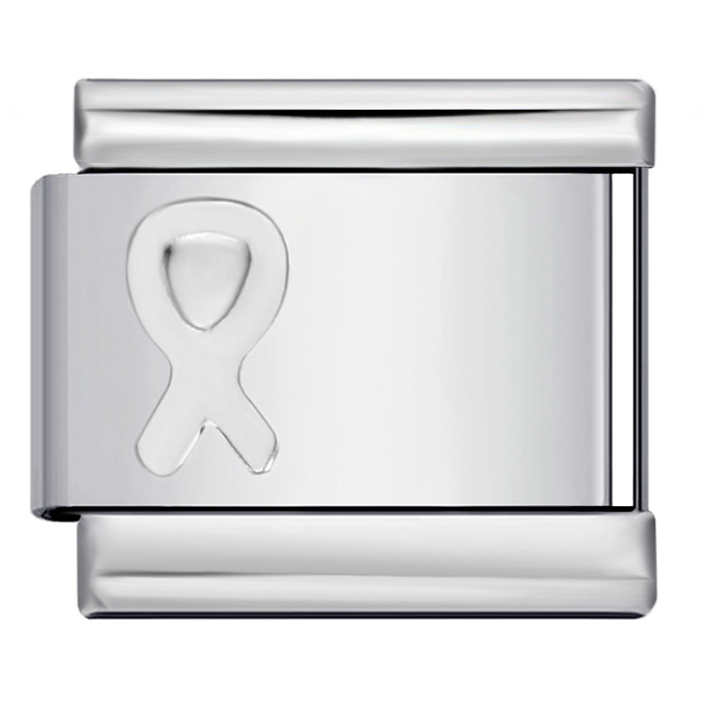 Concave Silver Titanium Steel Stamping Pattern DIY Italian Module Bracelet Italian Charm Bracelet