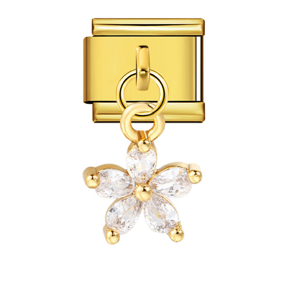 New Pearl Gemstone Hook Pendant Italian Module Bracelet DIY Elastic Splicing Stainless Steel Bracelet