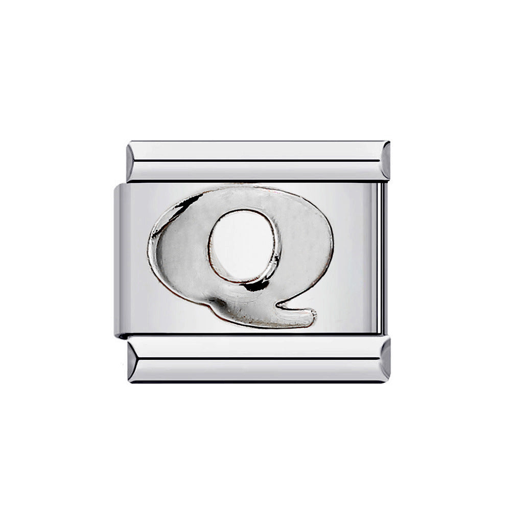 New Titanium Steel Gold Plated DIY Italian Charm Bracelet with Alphabet Letters Customizable Fashion Jewelry