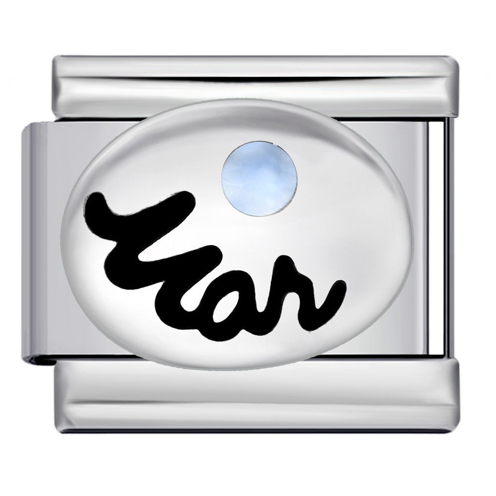 Italian Modular Bracelet 12 Birthstones Titanium Steel Welded Colorful Beads DIY Stretchable Fashion Wristband Accessory