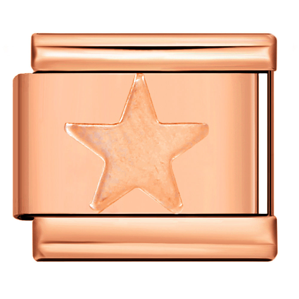 Rose Gold Titanium Steel Stamping Pattern DIY Italian Module Bracelet Italian Charm Bracelet