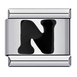 New Titanium Steel Black Alphabet DIY Italian Charm Bracelet Custom Name Link Chain