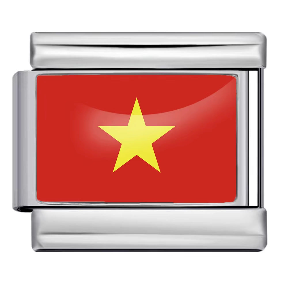 Hot Selling New World Flag Photo Dropper Series Titanium Steel DIY Italian Module Bracelet Accessories Wholesale