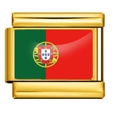 Gold Base World Flag Photo Resin Italian Charm Bracelet DIY Stainless Steel Stretch Watch Band Wristband