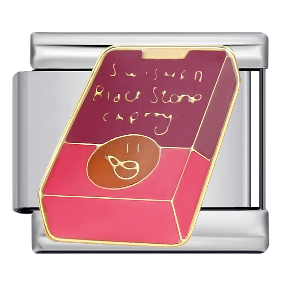 Gourmet Series Italian Module Bracelet Titanium Steel Welding Drip Oil Cartoon Pattern DIY Elastic Splicing Bracelet