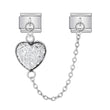 Double Hook Italian Modular Bracelet with Heart Pendant Chain Link Titanium Steel DIY Jewelry
