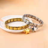 Hot Selling New Product Magnetic Pentagram Italian Module Bracelet Titanium Steel Double Hook DIY Free Splicing Bracelet