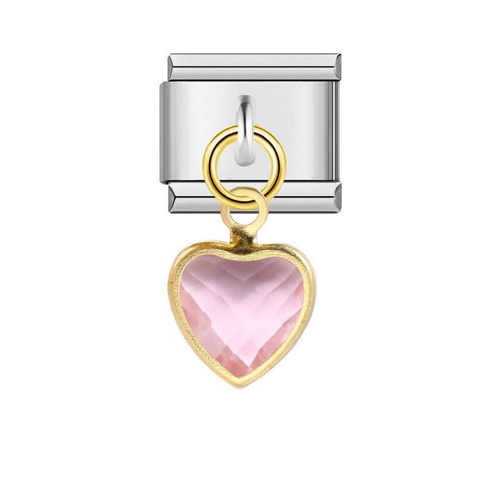 Italian Charm Bracelet with Heart Hook Stretchable Titanium Steel Link Chain