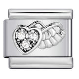 Micro Inlaid Zircon Heart-shaped Double Pendant Bracelet Accessory Titanium Steel DIY Free Splicing Italian Module Bracelet