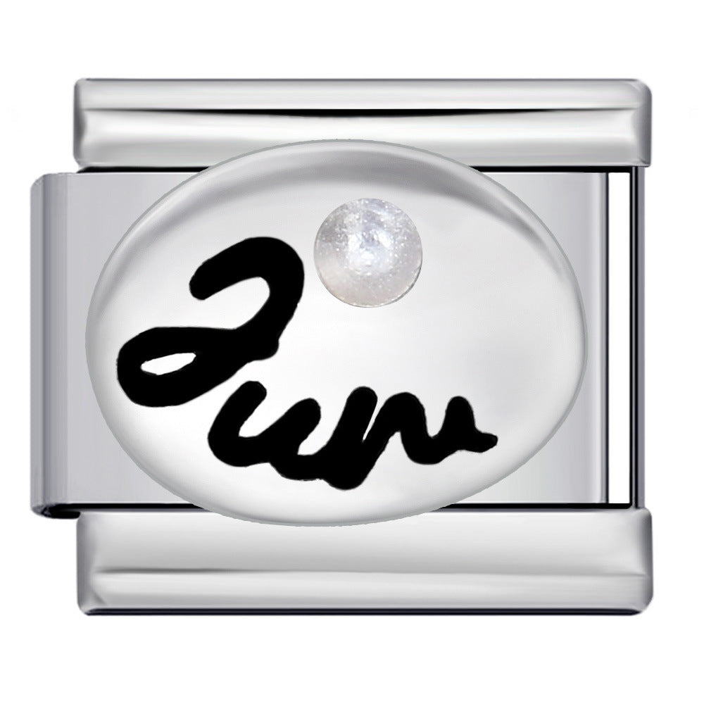 Italian Modular Bracelet 12 Birthstones Titanium Steel Welded Colorful Beads DIY Stretchable Fashion Wristband Accessory