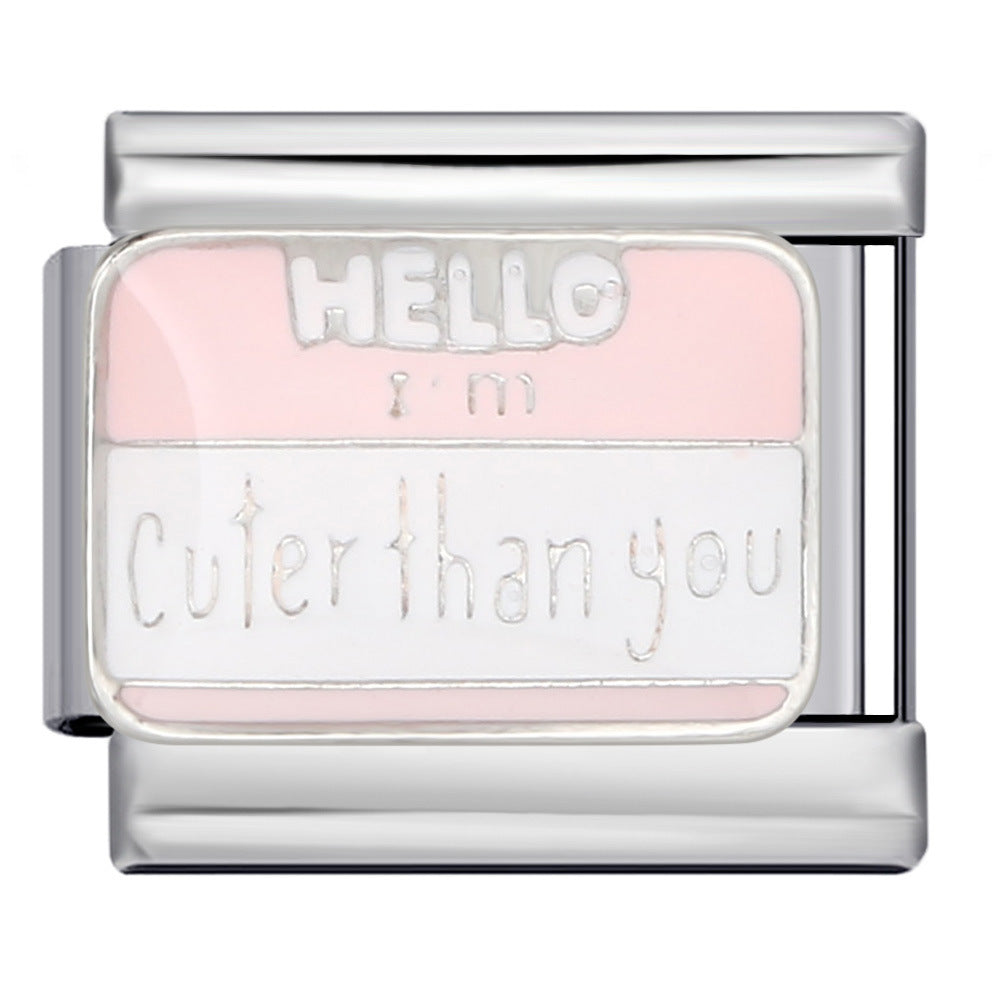 Stainless Steel Welded Gold-Plated Drip Oil DIY Personalized English Elastic Patchwork Bracelet - Italian Module Wholesale