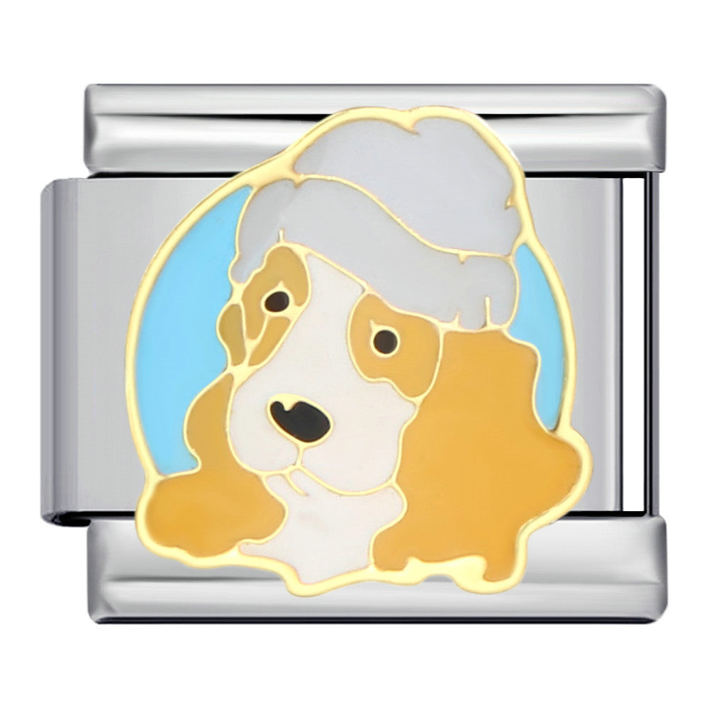 Cute Husky Corgi Shepherd Dog Pet Dog Series Titanium Steel Welded Gold Plated Oil Dripping Italian Module Bracelet