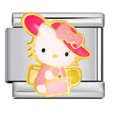 Cute Cartoon Cat Titanium Steel Welded Drip Bracelet DIY Italian Modular Charm Friendship Gift for Besties