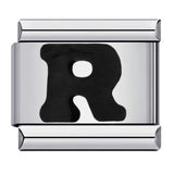 New Titanium Steel Black Alphabet DIY Italian Charm Bracelet Custom Name Link Chain