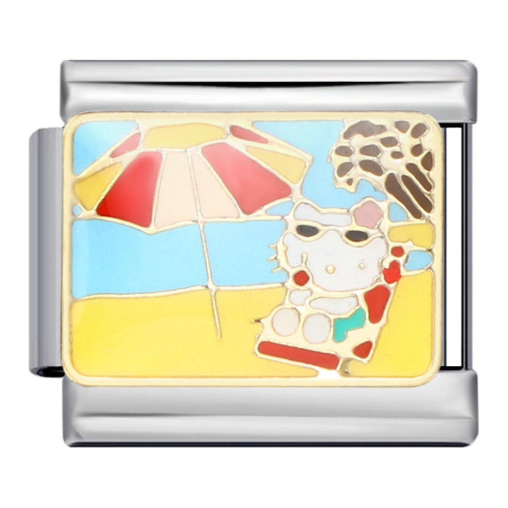 Wholesale DIY Titanium Steel Welded Enamel Drop Charms Italian Link Bracelet Straps with Cute Cartoon Patterns