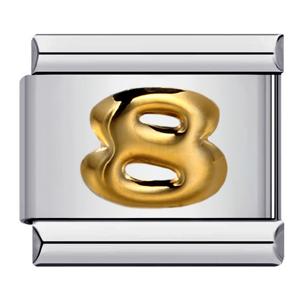 New titanium steel concave convex Arabic numerals DIY Italian module bracelet Italian Module