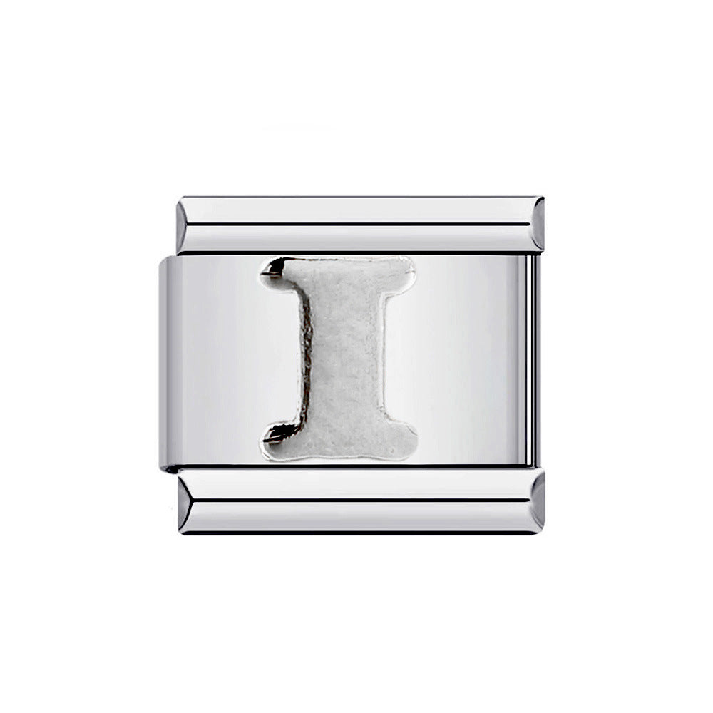 New Titanium Steel Gold Plated DIY Italian Charm Bracelet with Alphabet Letters Customizable Fashion Jewelry