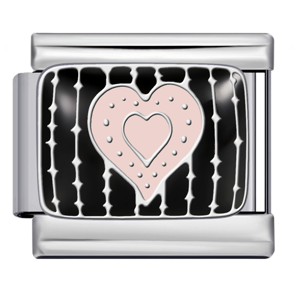 Pink Pattern Italian Module Bracelet Titanium Steel Welding Drip Oil Pattern DIY Bracelet Gift for Girls