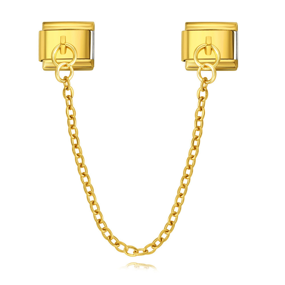 New Trendy Gold and Silver Double Chain Module Bracelet with Titanium Steel Splicing Bracelet DIY Jewelry Accessories