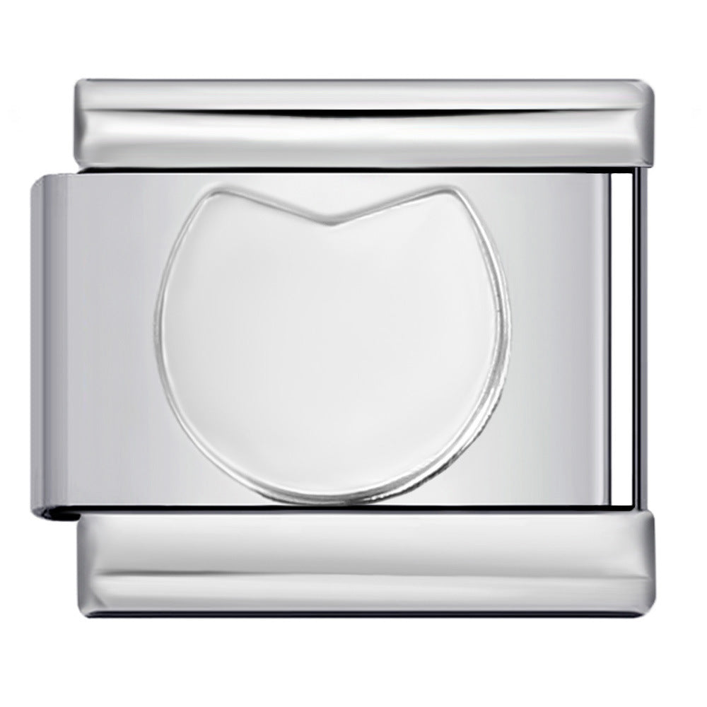 Concave Silver Titanium Steel Stamping Pattern DIY Italian Module Bracelet Italian Charm Bracelet