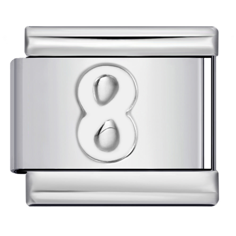 New titanium steel concave convex Arabic numerals DIY Italian module bracelet Italian Module