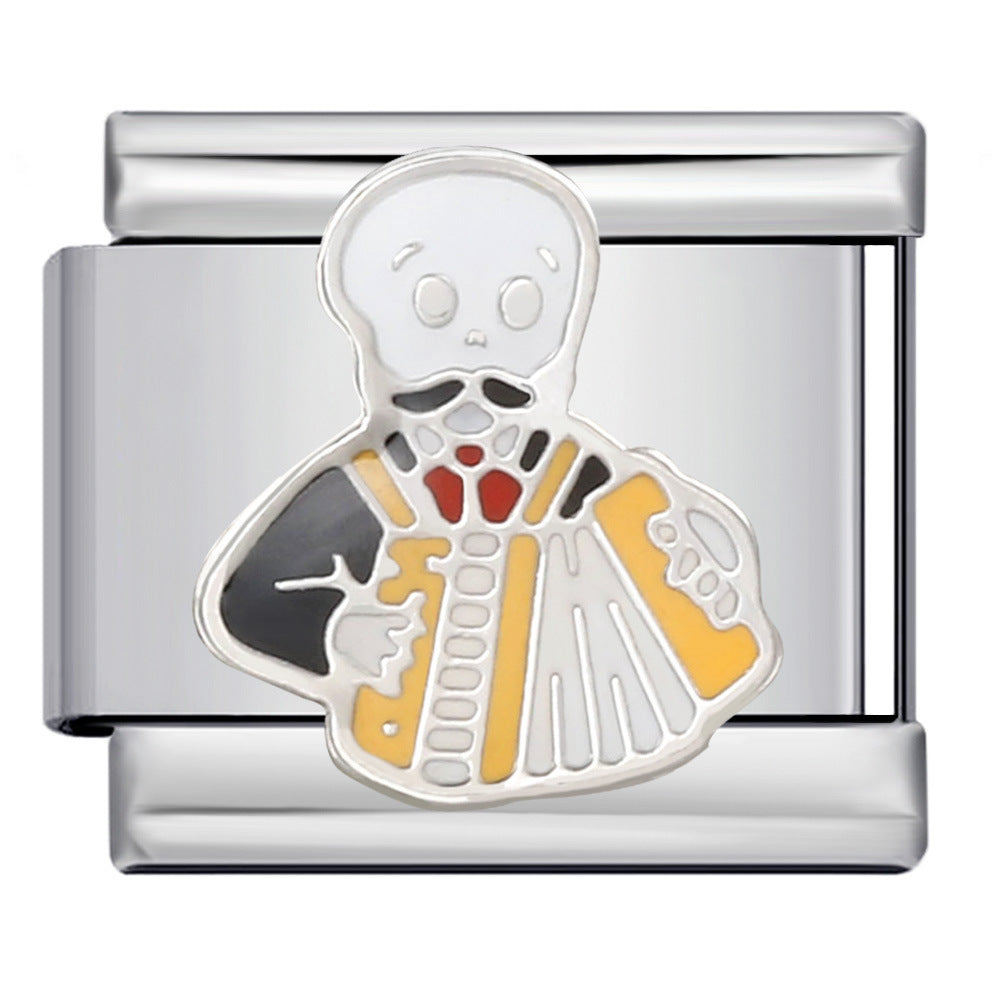 Cross Border Halloween Italian Module Bracelet Gothic Titanium Steel Welding Drip Oil DIY Bracelet