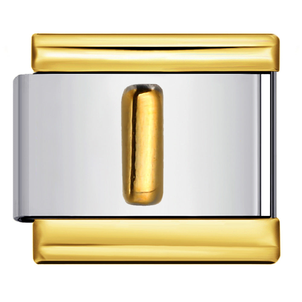 Gold Package Silver Convex Letter Italian Module Bracelet Stainless Steel DIY Elastic Splicing Strap Chain Wholesale