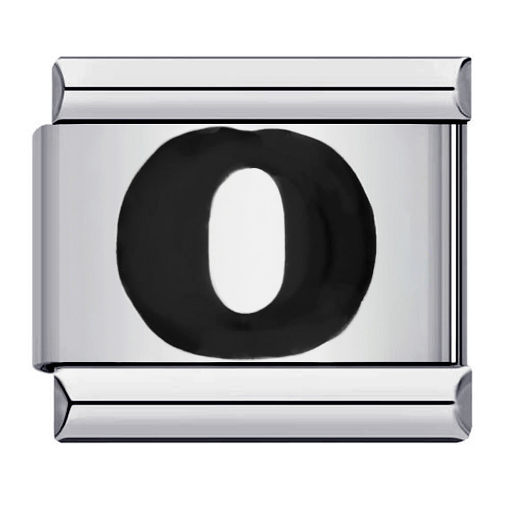 New Titanium Steel Black Alphabet DIY Italian Charm Bracelet Custom Name Link Chain