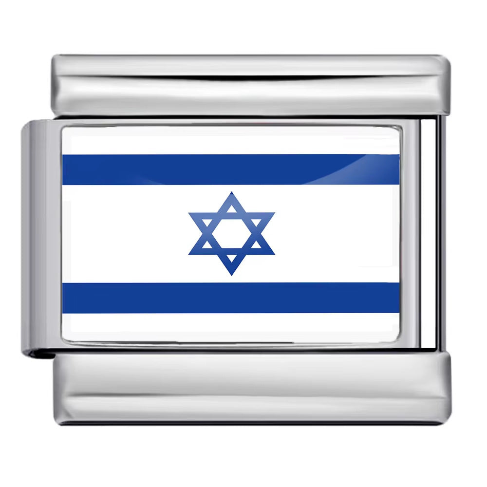 Hot Selling New World Flag Photo Dropper Series Titanium Steel DIY Italian Module Bracelet Accessories Wholesale