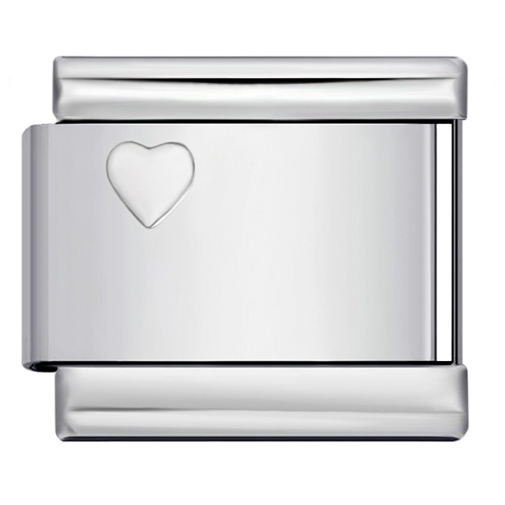 Concave Silver Titanium Steel Stamping Pattern DIY Italian Module Bracelet Italian Charm Bracelet