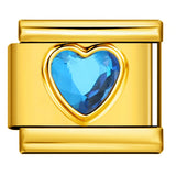 Gold Colored Heart-shaped Circle Diamond Italian Module Bracelet DIY Titanium Steel Welded Elastic Watch Chain Accessory