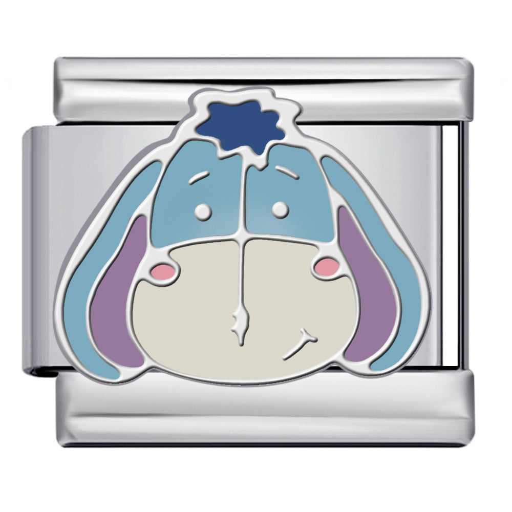 Italian Modular Bracelet Cartoon Character Series Stainless Steel Gold Plated DIY Elastic Link Bracelet