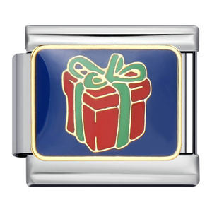 Blue Titanium Steel Welded Pattern Italian Modular Bracelet, Gold-Plated Drip Enamel Free Combination Link Bracelet