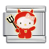 Wholesale DIY Titanium Steel Welded Enamel Drop Charms Italian Link Bracelet Straps with Cute Cartoon Patterns