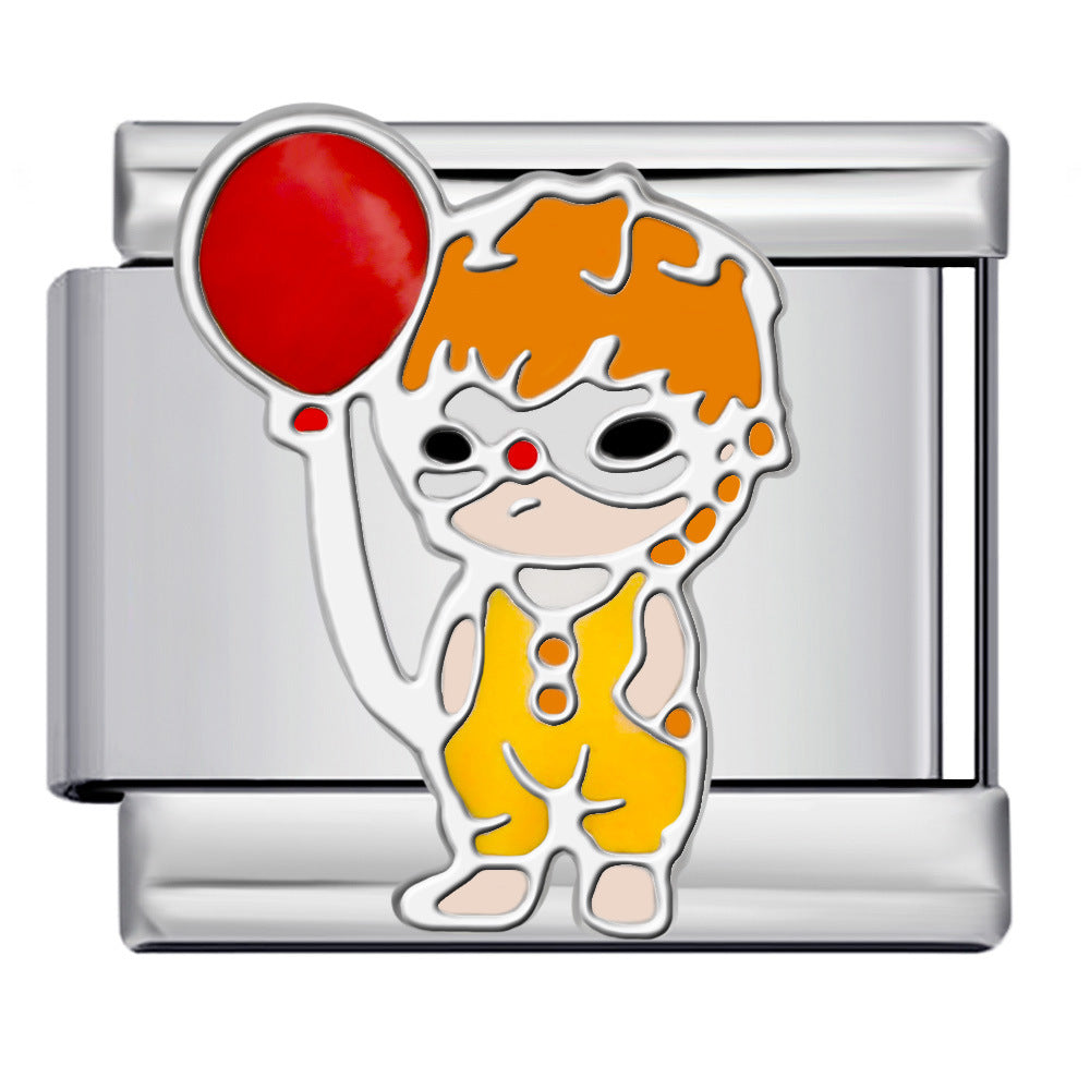 Cartoon Character Italian Module Bracelet Stainless Steel Welding Pattern DIY Elastic Splicing Versatile Bracelet