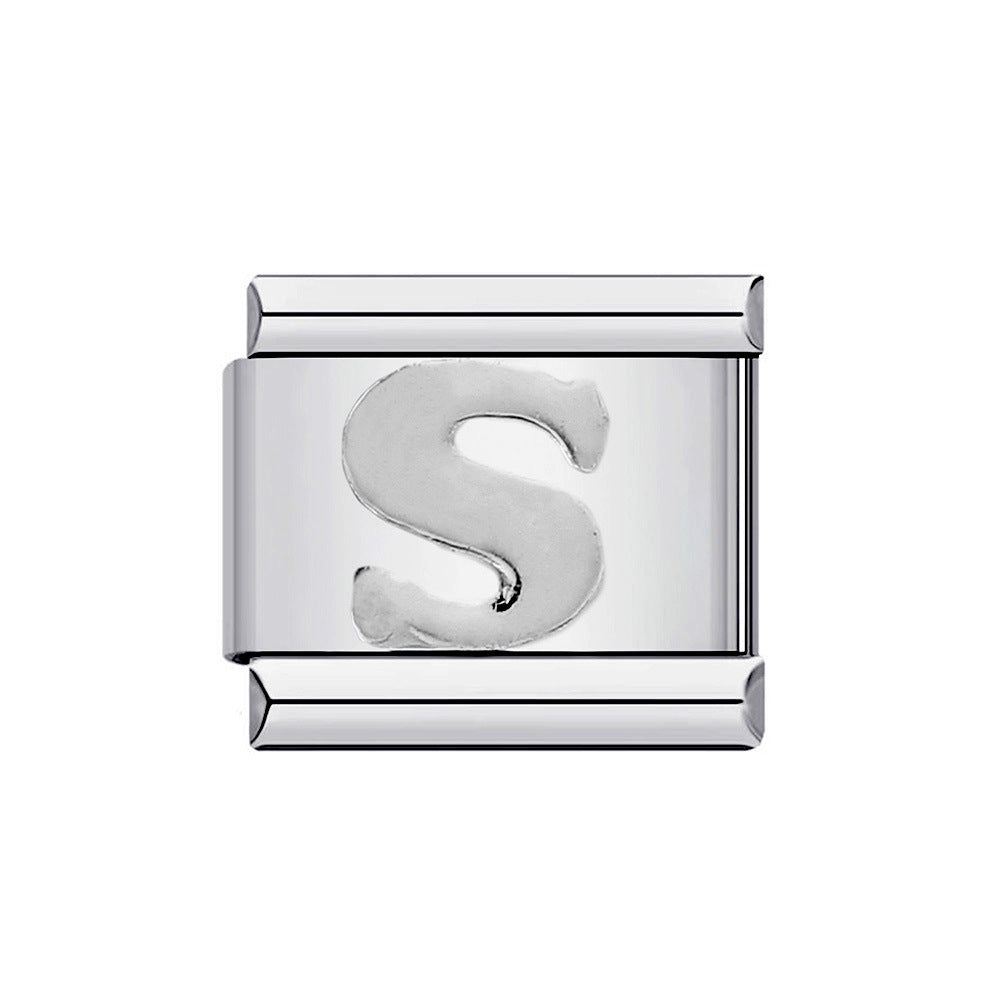 New Titanium Steel Gold Plated DIY Italian Charm Bracelet with Alphabet Letters Customizable Fashion Jewelry