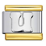 Fashion Gold Cover Silver Concave English Letter Bracelet Titanium Steel Non Dripping Oil DIY Italian Module Bracelet Wholesale