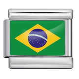 Hot Selling New World Flag Photo Dropper Series Titanium Steel DIY Italian Module Bracelet Accessories Wholesale