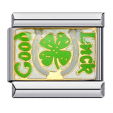 Green Titanium Steel Welded Gold-plated Drip Oil Bracelet Cartoon DIY Italian Module Bracelet Accessories Wholesale