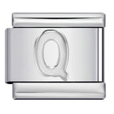 Italian Stainless Steel Silver Raised 26 Letter DIY Module Bracelet with Free Splicing Elastic Watch Strap