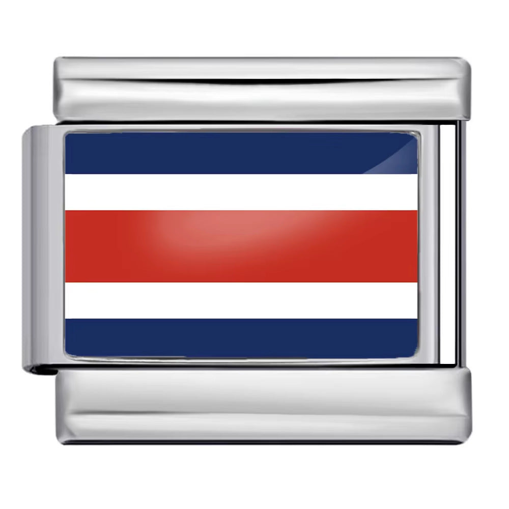 Hot Selling New World Flag Photo Dropper Series Titanium Steel DIY Italian Module Bracelet Accessories Wholesale