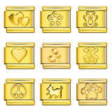 Titanium Steel All Gold Stamping Series Pattern Italian Module Bracelet DIY Elastic Splicing Bracelet Accessories Wholesale