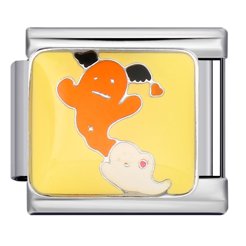 Italian Module Bracelet Stainless Steel Welding Drip Oil Animal Pattern DIY Free Splicing Combination Bracelet Accessories