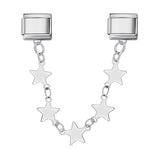 Italian Charm Bracelet Double Hook Design with Star Pendant Titanium Steel Link Chain Italian Charm