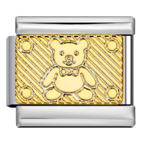 Classic Cute Bear Italian Module Bracelet Stainless Steel Welding Pattern DIY Elastic Splicing Bracelet