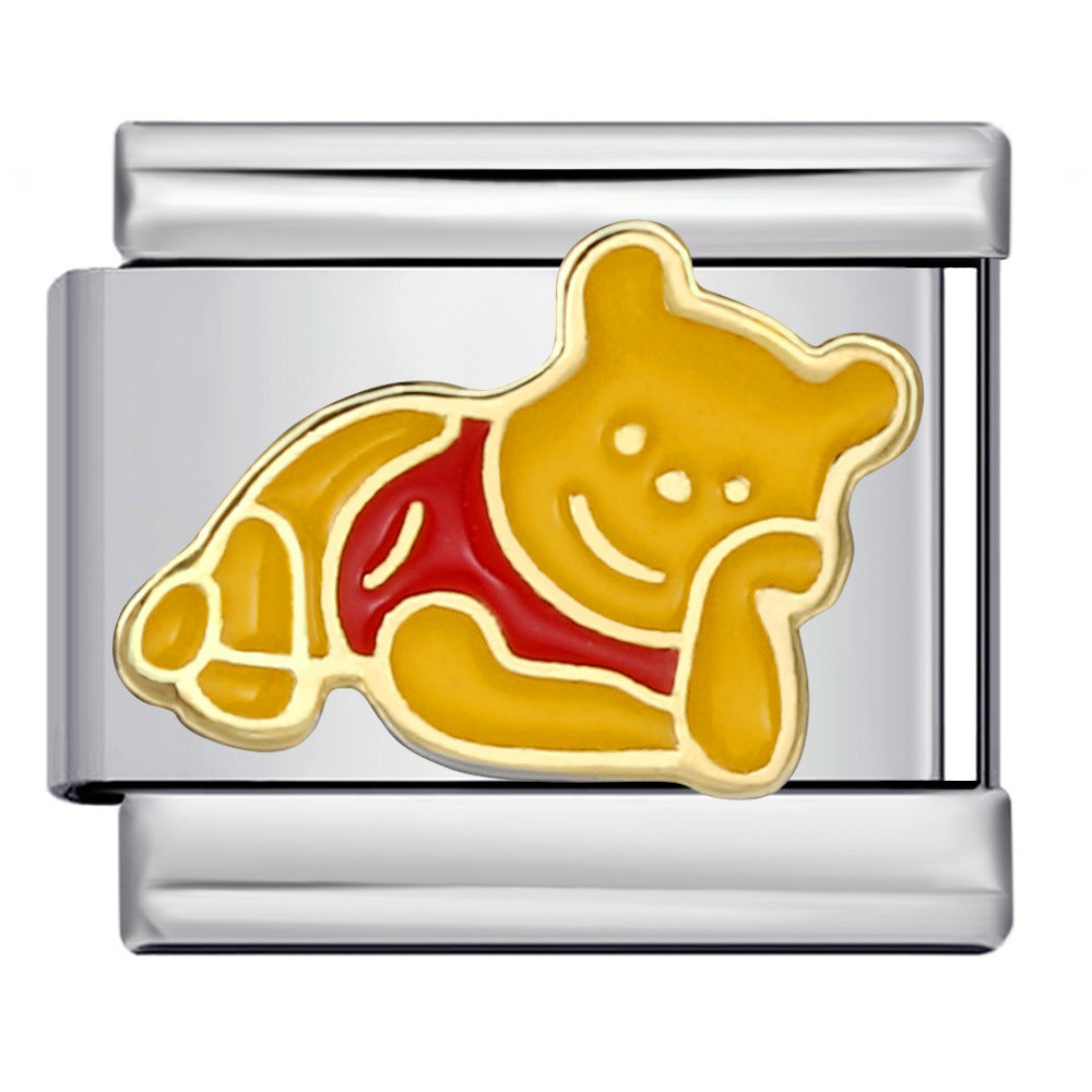 Italian Module Bracelet Stainless Steel Welding Drip Oil Animal Pattern DIY Free Splicing Combination Bracelet Accessories