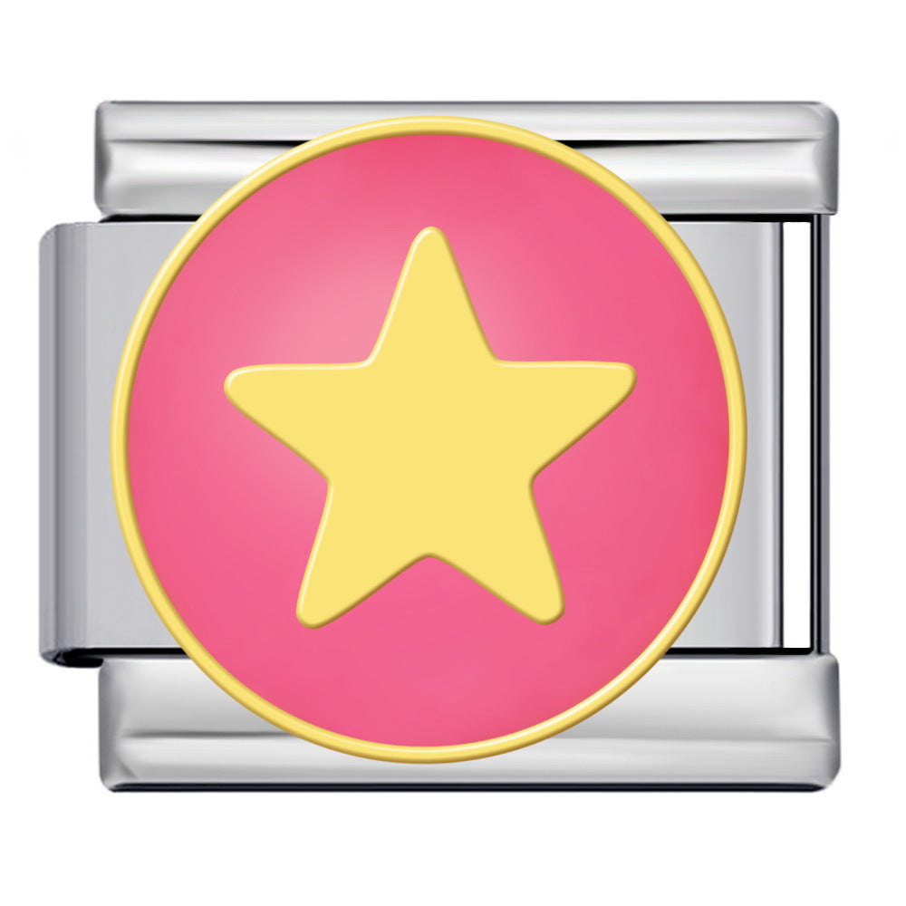 Stainless Steel Welding Drip Oil DIY Bracelet Italian Module Bracelet Round Starry Sky Pattern Elastic Bracelet