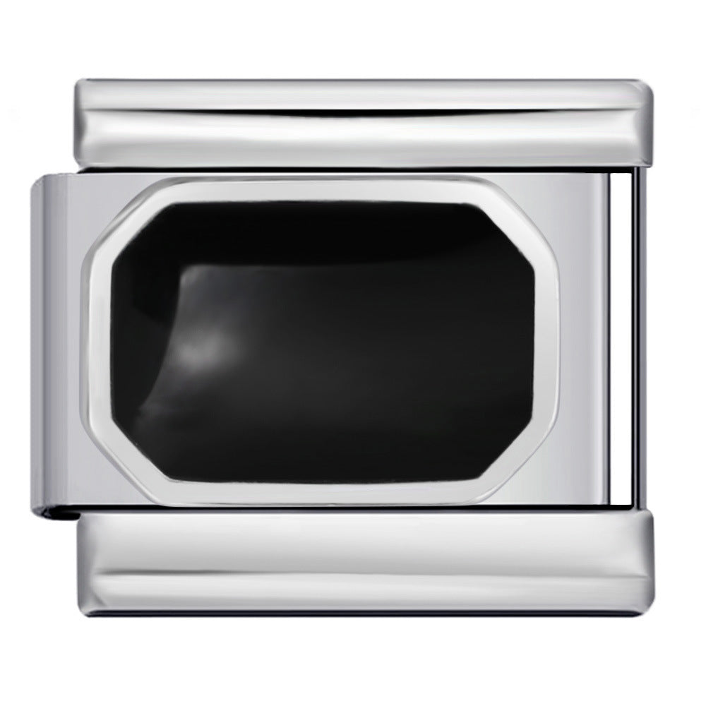 Italian Module Bracelet Gold and Silver with Diamond Pattern DIY Titanium Steel Welding Elastic Personalized Splicing Bracelet Wholesale