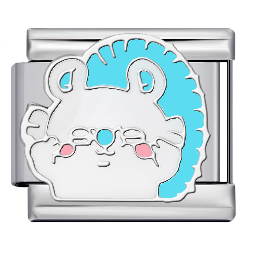 Titanium Steel Welding Drip Oil DIY Italian Module Bracelet Cute Cartoon Pattern Best Friend Girl Birthday Gift